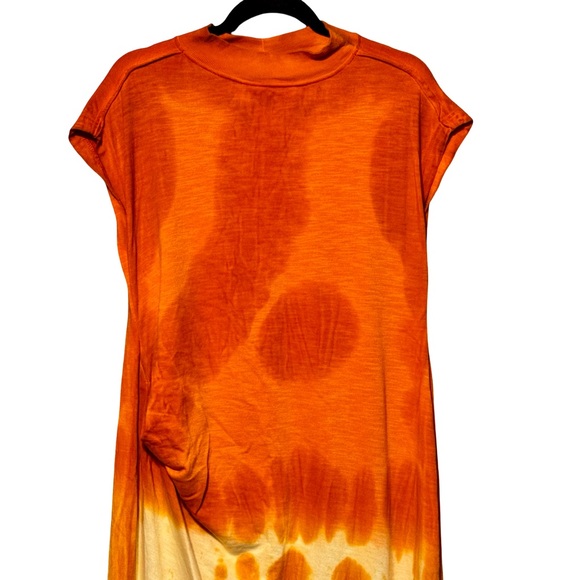 Free People Tie Dye Orange Midi Length Boho Top Dress size medium - Picture 4 of 14